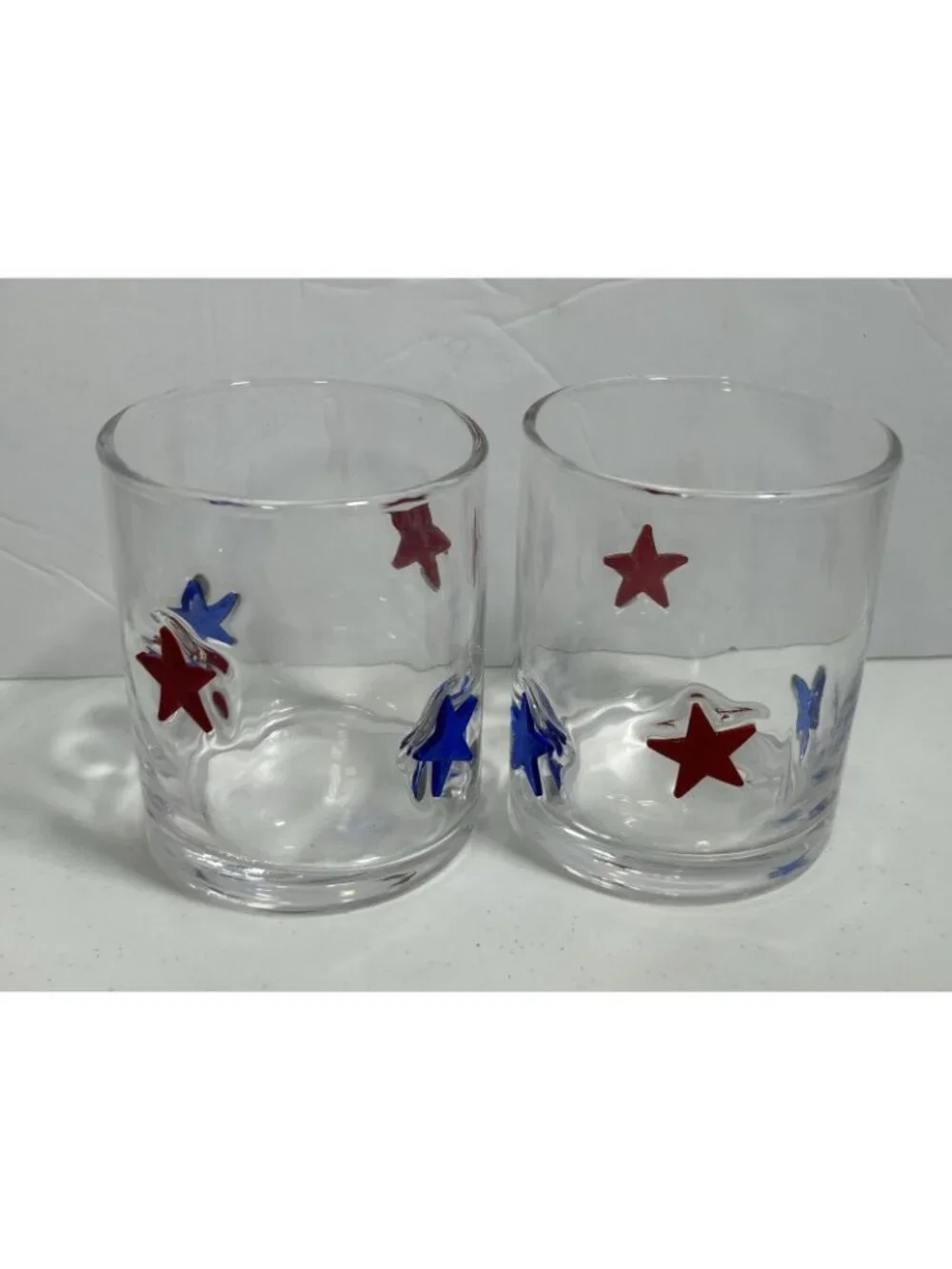 2 Pack 11 Fl Oz Whiskey Rocks Glass USA Red Blue Stars Patriot 4th of July New